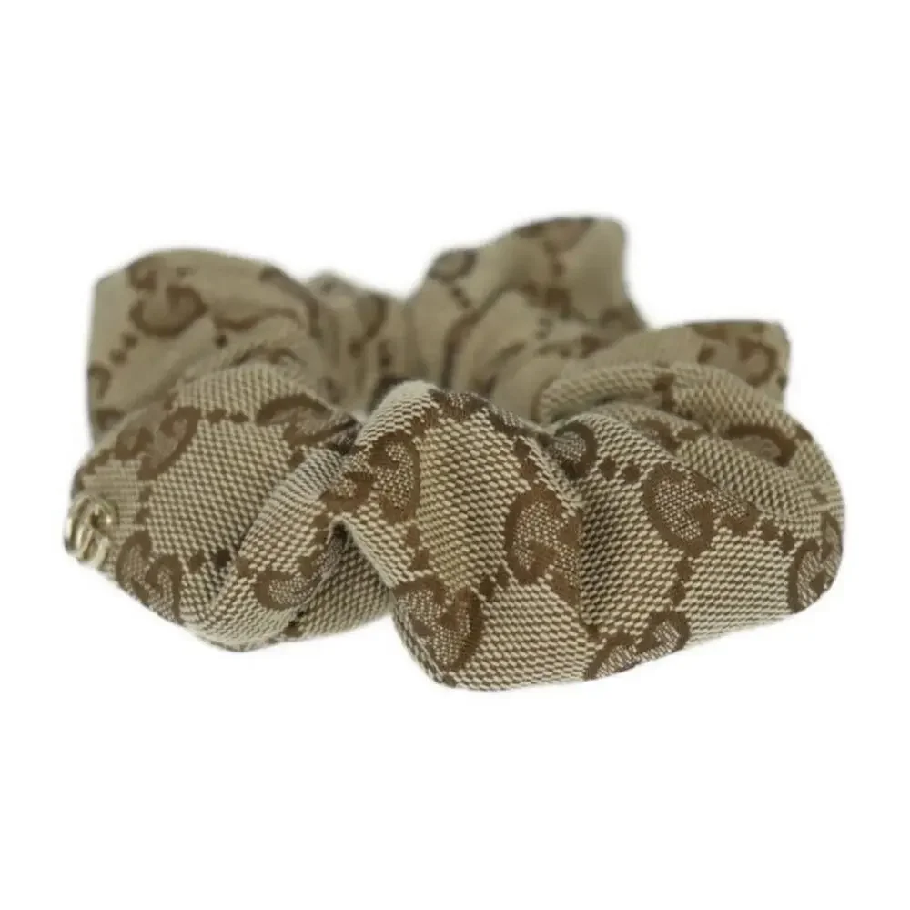 GUCCI GG Logo Canvas Scrunchie Hair Tie Accessory Beige Designer Chouchou LTD